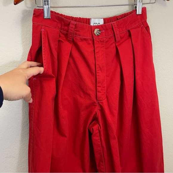 BDG Red Keaton Pleated Chino Cuffed Hem Pants Size Small - Picture 6 of 12